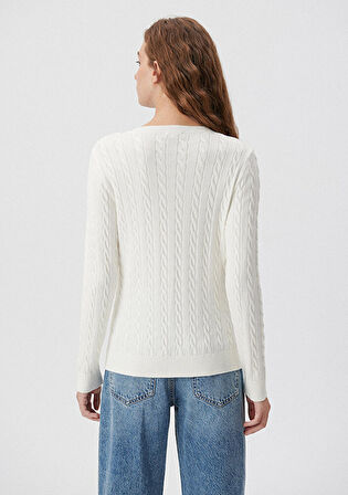 Mavi V Yaka Beyaz Kazak 1710340-70057