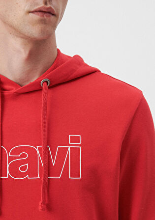 Mavi Logo Baskılı Kapüşonlu Kırmızı Sweatshirt 065606-82054