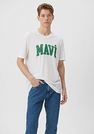 Mavi Logo Baskılı Beyaz Tişört 0611711-620