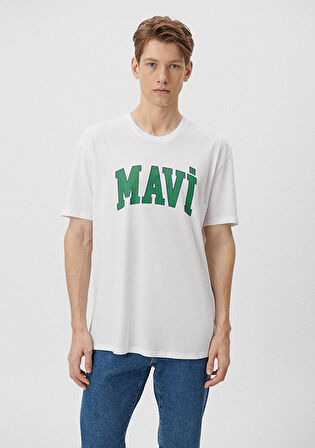 Mavi Logo Baskılı Beyaz Tişört 0611711-620