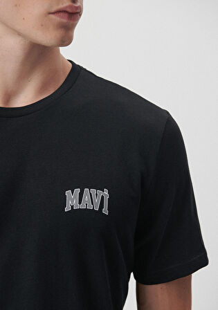 Mavi Logo Baskılı Siyah Tişört 0611714-900