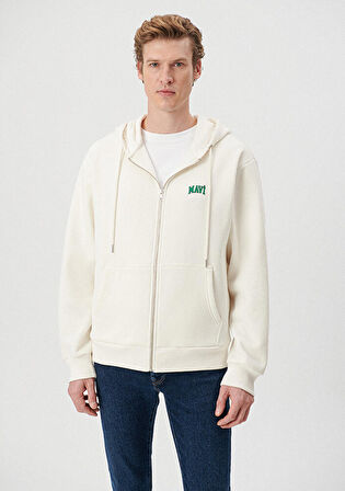 Mavi Logo Baskılı Kapüşonlu Bej Sweatshirt 0611715-70053