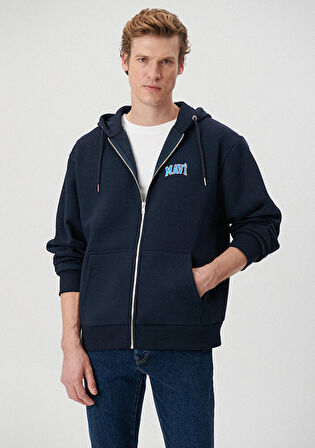 Mavi Logo Baskılı Fermuarlı Lacivert Sweatshirt 0611715-70490