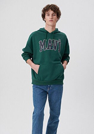 Mavi Logo Baskılı Kapüşonlu Yeşil Sweatshirt 067149-71874