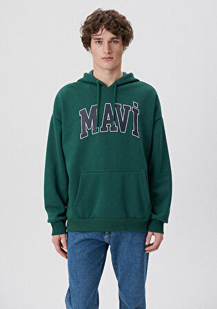 Mavi Logo Baskılı Kapüşonlu Yeşil Sweatshirt 067149-71874