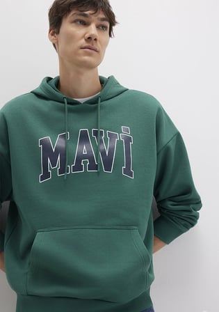 Mavi Logo Baskılı Kapüşonlu Yeşil Sweatshirt 067149-71874