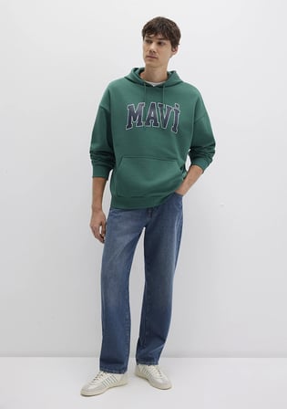 Mavi Logo Baskılı Kapüşonlu Yeşil Sweatshirt 067149-71874