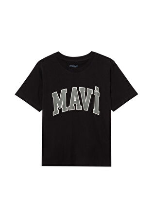 Mavi Logo Baskılı Siyah Tişört 6610030-900