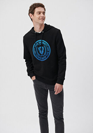 Mavi Logo Baskılı Kapüşonlu Siyah Sweatshirt 0611721-900