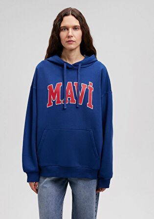 Mavi Logo Baskılı Kapüşonlu Lacivert Sweatshirt 1600361-82625