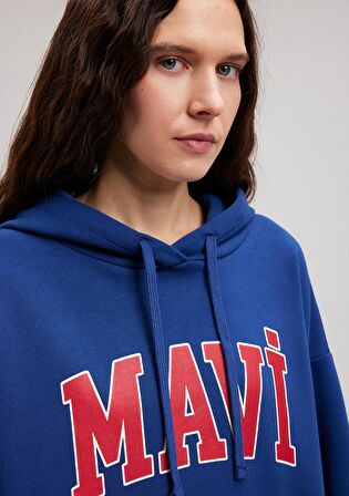 Mavi Logo Baskılı Kapüşonlu Lacivert Sweatshirt 1600361-82625