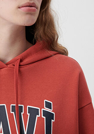 Mavi Logo Baskılı Kapüşonlu Kırmızı Sweatshirt 1600361-70459