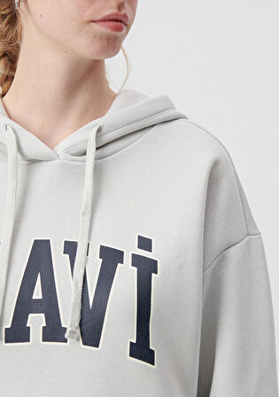 Mavi Logo Baskılı Kapüşonlu Gri Sweatshirt 1600361-34322