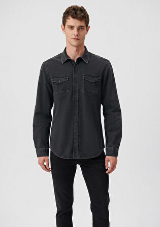 Rio Koyu Mavi Vintage Jean Gömlek 0295785223
