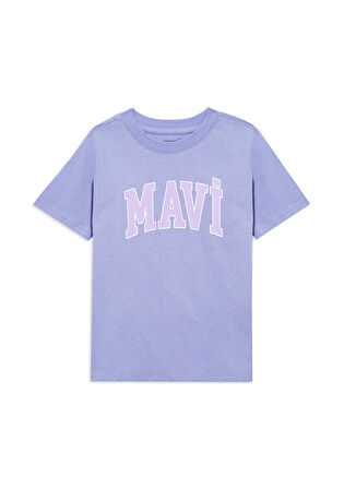 Mavi Logo Baskılı Mor Tişört 7610109-70541