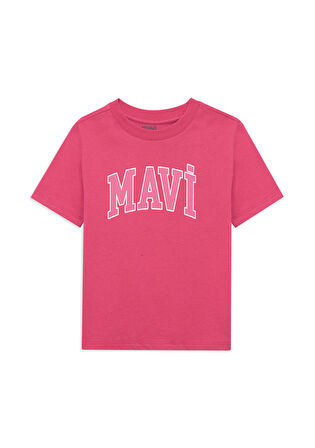 Mavi Logo Baskılı Pembe Tişört 7610109-71088