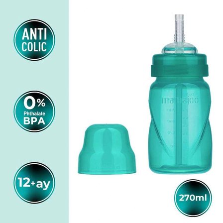 Mamajoo Antikolik Akıtmaz Pipetli Bardak 270 ml Yeşil, 12 Ay+