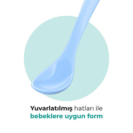 Mamajoo Beslenme Kaşığı, Powder Blue, İkili |  Ergonomik Tasarım, Hijyenik Saklama Kutulu