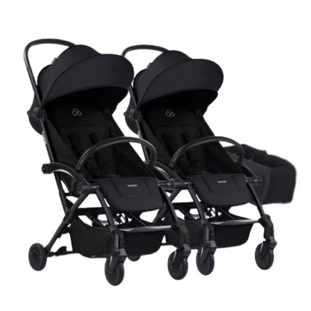 Bumprider Connect³ İkiz Bebek Arabası Black - Black & Yan Düzenleyici Çanta
