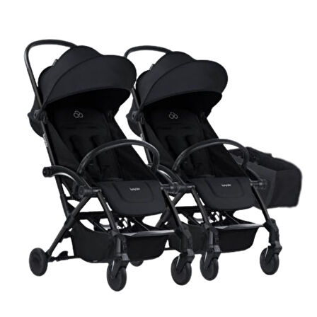 Bumprider Connect³ İkiz Bebek Arabası / Black - Black & Yan Düzenleyici Çanta Hediyeli