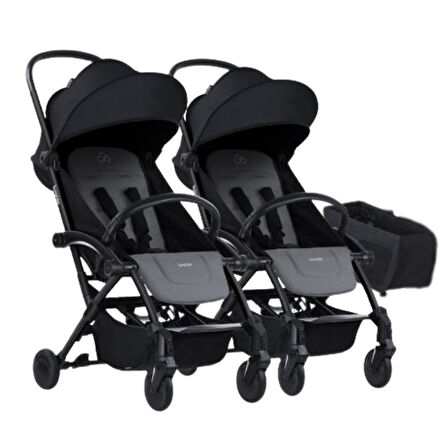 Bumprider Connect³ İkiz Bebek Arabası / Black - Grey Melange & Yan Düzenleyici Çanta Hediyeli