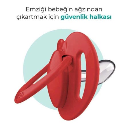 Mamajoo Ortodontik Emzik Seti 12 Ay+ Kırmızı & Beyaz | İkili, Silikon, Damaklı | Sterilizasyon & Saklama Kabı Hediyeli
