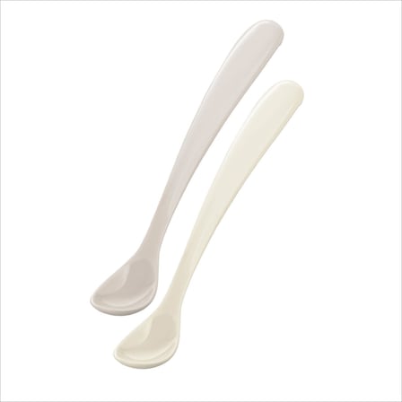 Mamajoo Ergonomik Beslenme Kaşık Seti Light Beige & Light Gray 6 Ay+ İkili - Saklama Kabı Hediyeli