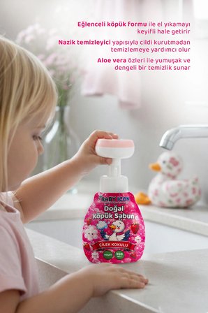 Babyicon Babyi̇Con Doğal Köpük Sabun Çiçek Form Çilekli Pembe Renkli 350 Ml