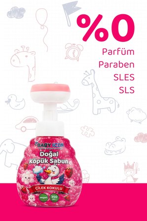 Babyicon Babyi̇Con Doğal Köpük Sabun Çiçek Form Çilekli Pembe Renkli 350 Ml