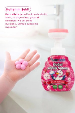 Babyicon Babyi̇Con Doğal Köpük Sabun Çiçek Form Çilekli Pembe Renkli 350 Ml