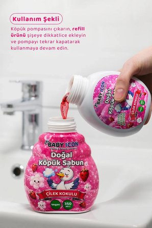 Yedek Dolum - Baby Icon Doğal Çocuk Köpük Sabun 350 ml Çilek Kokulu