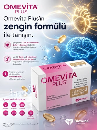Omevita Plus Omega 3 Balık Yağı, Multivitamin ve Multimineral İçeren Takviye Edici Gıda - 30 Yumuşak Kapsül