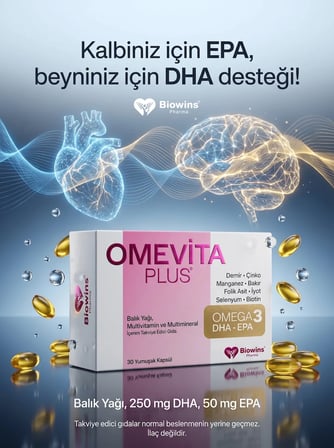 Omevita Plus Omega 3 Balık Yağı, Multivitamin ve Multimineral İçeren Takviye Edici Gıda - 30 Yumuşak Kapsül