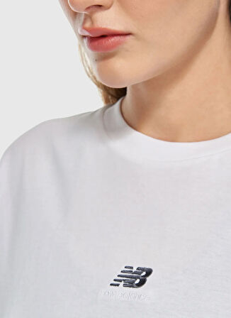 UNT3417-WT-NB Beyaz Erkek Bisiklet Yaka  T-Shirt