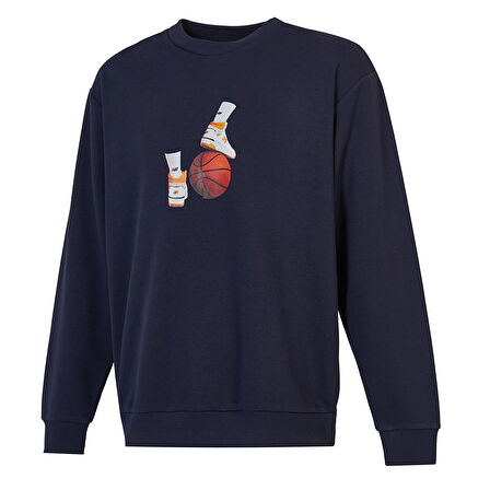 NB Erkek Mavi Günlük Stil Sweatshirt MNC3411-NVY