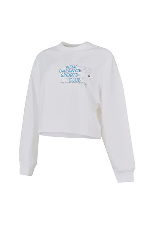 New Balance Lifestyle WNC1502-WT Beyaz Kadın Sweatshirt