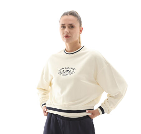 WNC3501-SST New Balance Wnc3501 Kadın Sweatshirt Beyaz