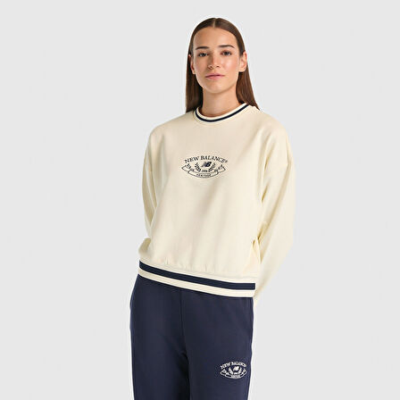NB Lifestyle Women Sweatshirt Kadın Bej Sweatshirt - WNC3501
