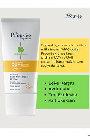 THE PROUVEE REPONSES 50 SPF LEKE KARŞITI YÜZ GÜNEŞ KREMİ 40ML