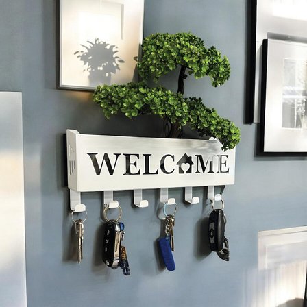 Welcome Temalı Beyaz Raflı Anahtarlık