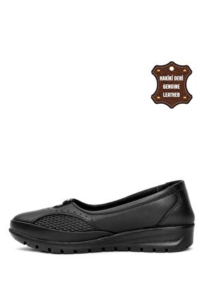 Voyager 7474 Kadın Hakiki Deri Casual Ayakkabı Siyah