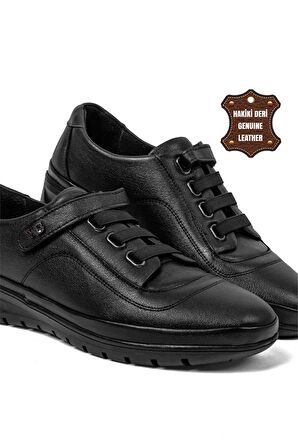 Voyager 7666 Kadın Hakiki Deri Casual Ayakkabı Siyah