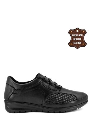Voyager 8585 Kadın Hakiki Deri Casual Ayakkabı Siyah