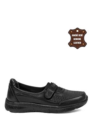Voyager 9405 Kadın Hakiki Deri Casual Ayakkabı Siyah