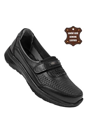 Voyager 9405 Kadın Hakiki Deri Casual Ayakkabı Siyah