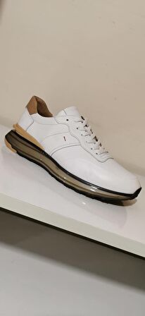 VOYAGER V-6606 ERKEK DERİ SPOR AYAKKABI/BEYAZ/43