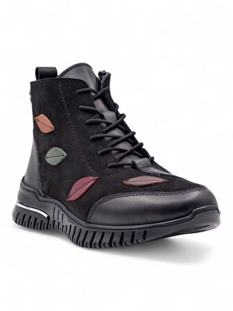 VOYAGER Z013 KADIN HAKİKİ DERİ COMFORT BOT SİYAH