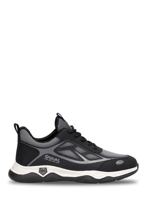 Voyager E087T Erkek Deri-Tekstil Klasik Sneaker Siyah - Gri