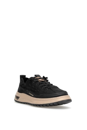 Voyager E146T Erkek Hakiki Deri Klasik Sneaker Siyah