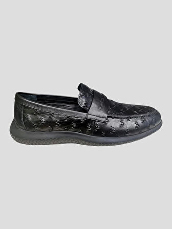 VOYAGER M211-1 ERKEK HAKİKİ DERİ SPOR TABAN LOAFER AYAKKABI SİYAH